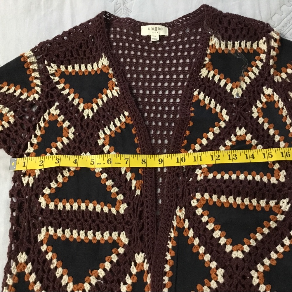 Umgee Long Crochet Cardigan Size M - Picture 11 of 14